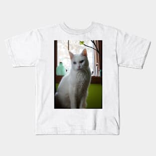 White Cat Portrait Kids T-Shirt